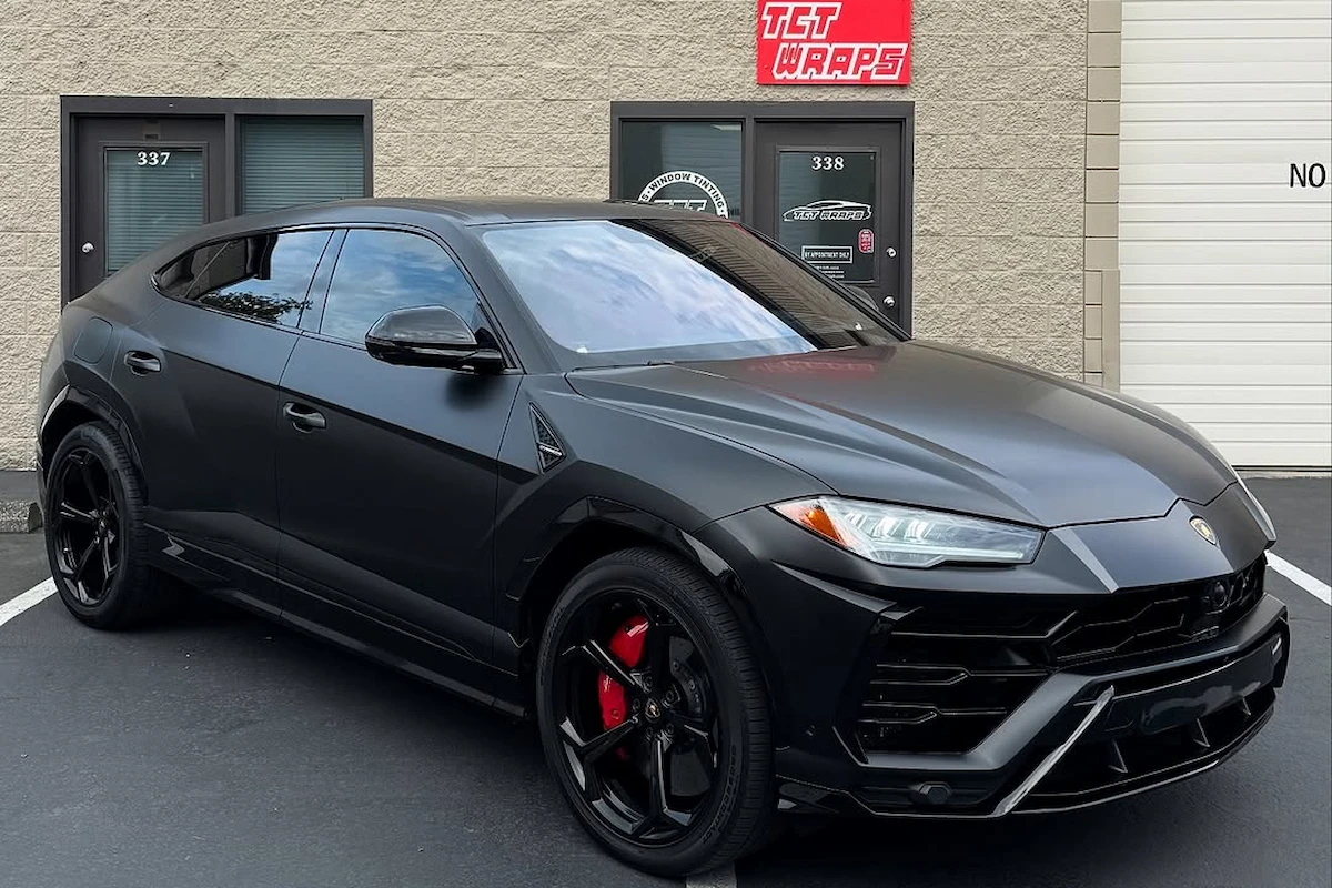 SUV with satin green vinyl wrap